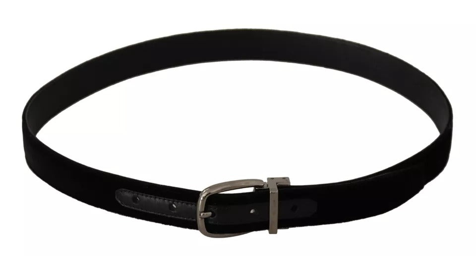 Ceinture Dolce & Gabbana en velours noir à boucle en métal argenté