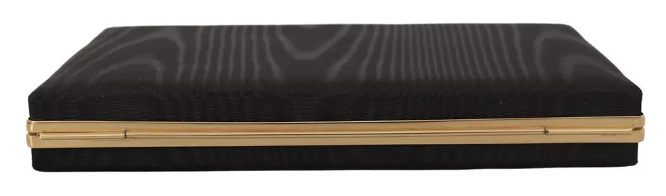 Pochette de soirée Dolce & Gabbana en soie noire avec cadre doré