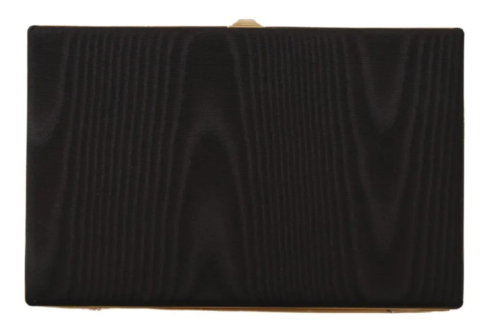 Pochette de soirée Dolce & Gabbana en soie noire avec cadre doré
