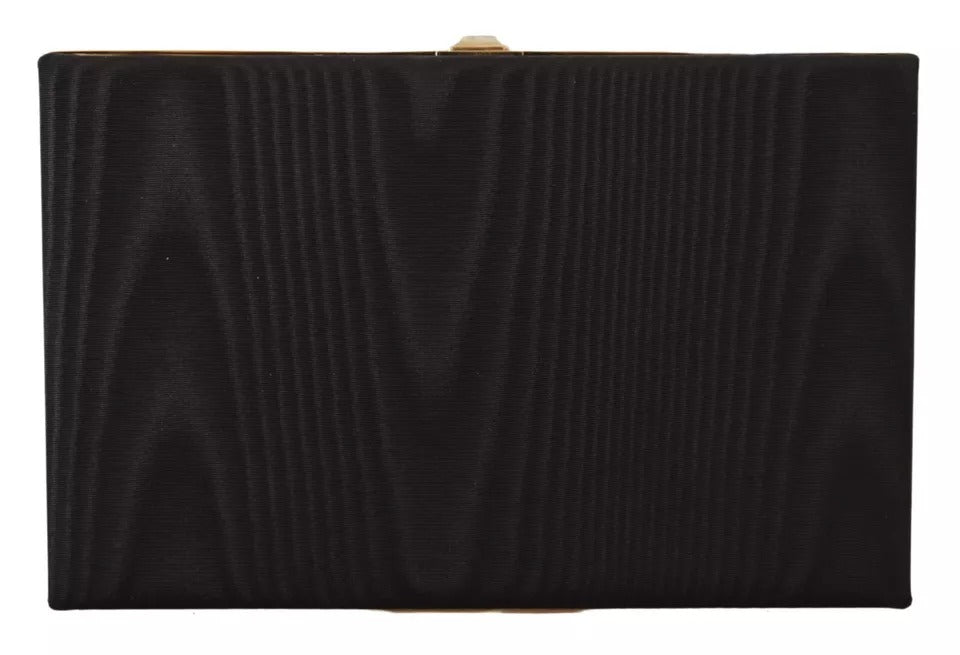 Pochette de soirée Dolce & Gabbana en soie noire avec cadre doré