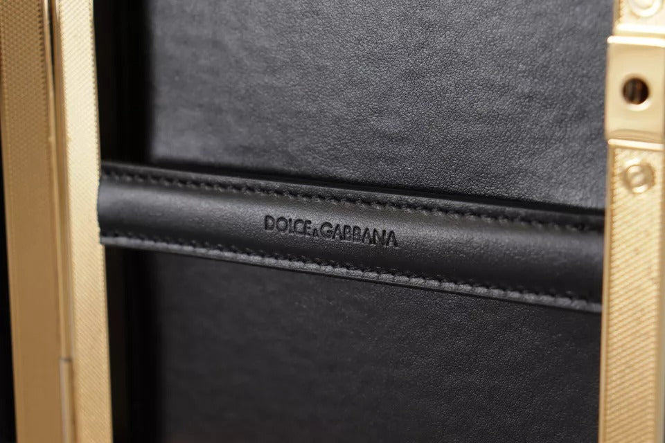 Pochette de soirée Dolce & Gabbana en soie noire avec cadre doré