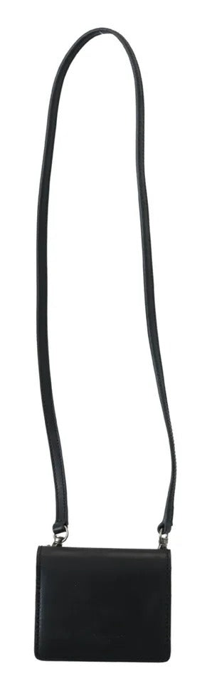 Portefeuille à bandoulière Dolce & Gabbana en cuir noir pour femme