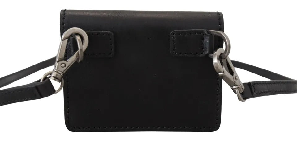 Portefeuille à bandoulière Dolce & Gabbana en cuir noir pour femme