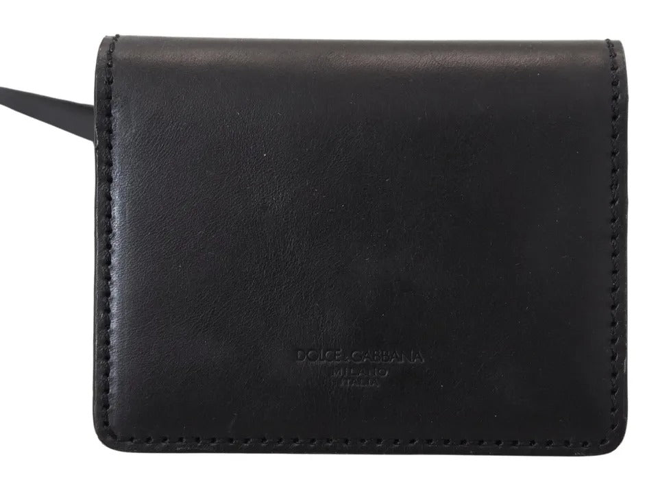 Portefeuille à bandoulière Dolce & Gabbana en cuir noir pour femme