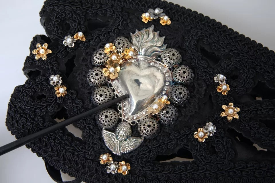 Ceinture femme Dolce & Gabbana en toile noire ornée