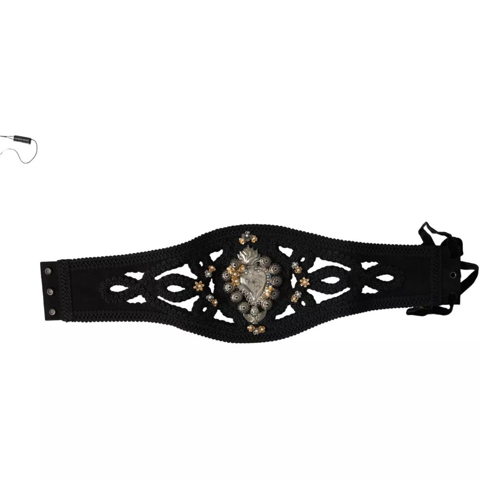 Ceinture femme Dolce & Gabbana en toile noire ornée