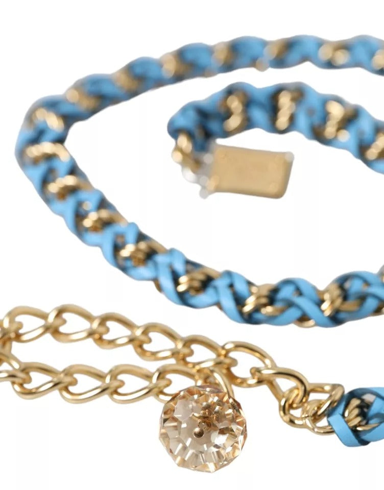 Ceinture tressée bleue en laiton doré Dolce & Gabbana