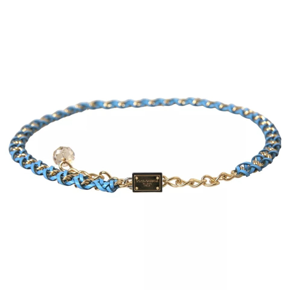 Ceinture tressée bleue en laiton doré Dolce & Gabbana