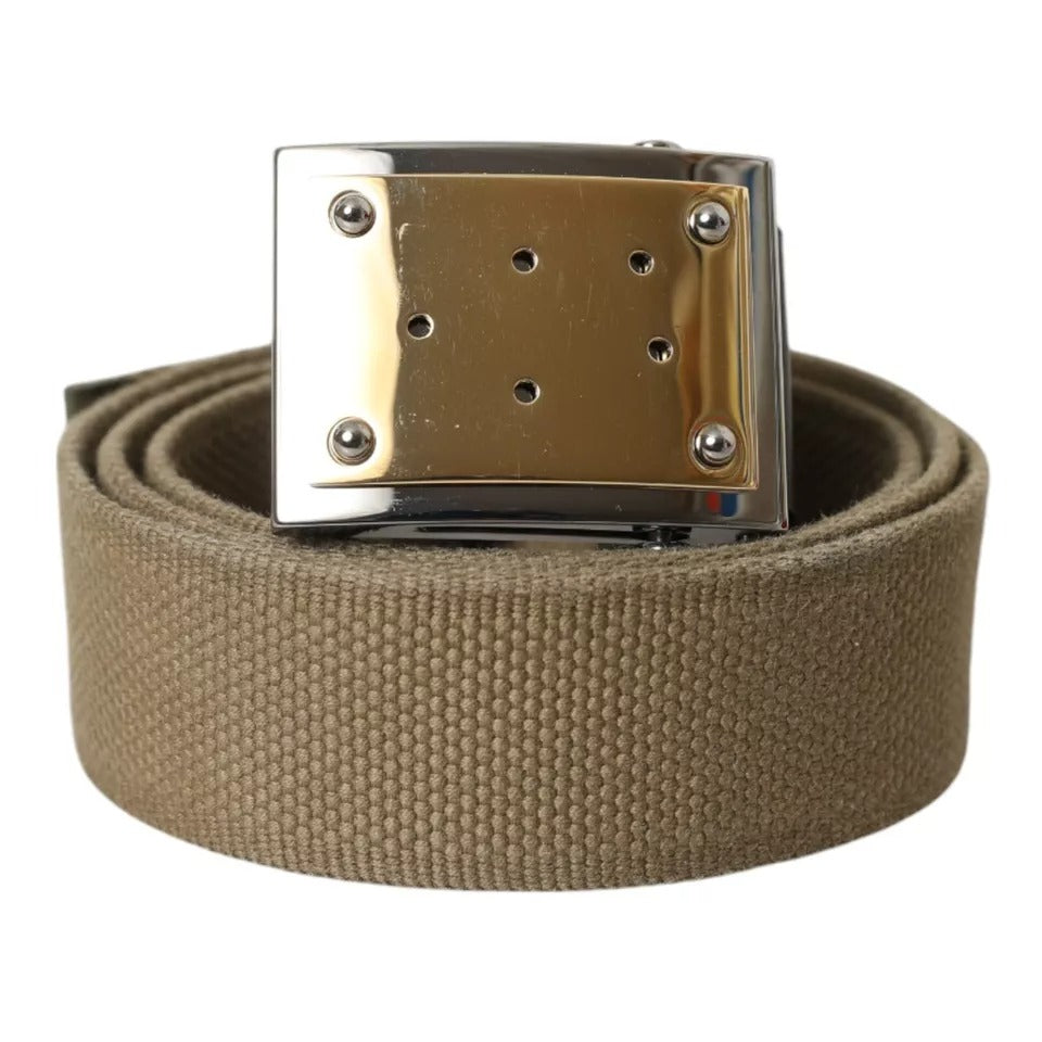 Ceinture pour homme Dolce & Gabbana en toile marron avec boucle carrée en métal