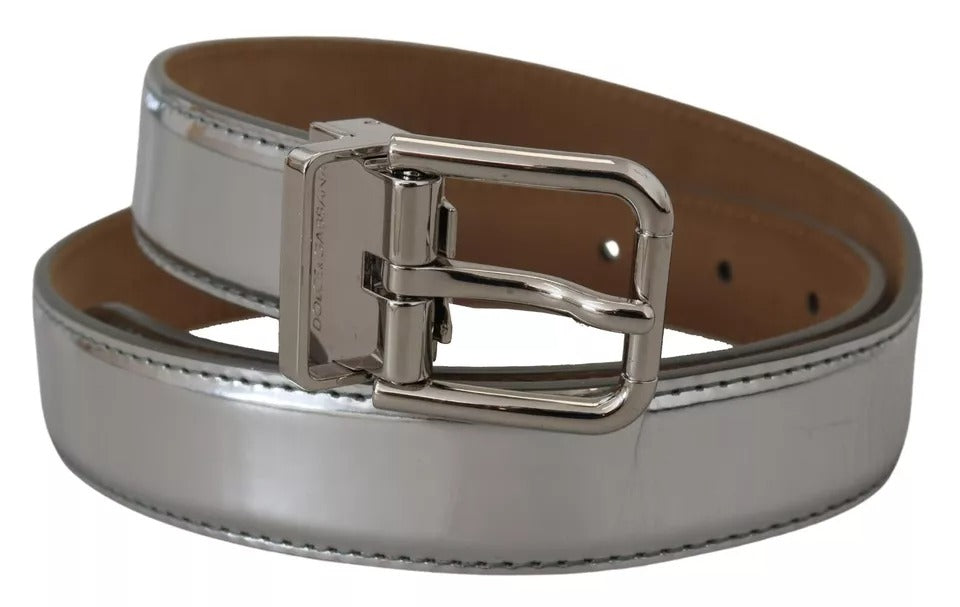 Ceinture Dolce & Gabbana en cuir argenté à boucle en métal