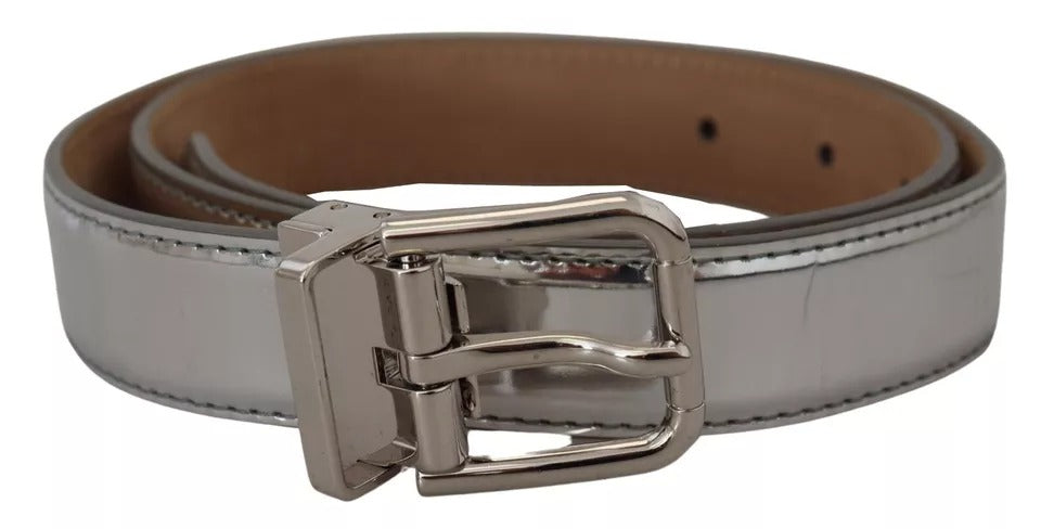 Ceinture Dolce & Gabbana en cuir argenté à boucle en métal