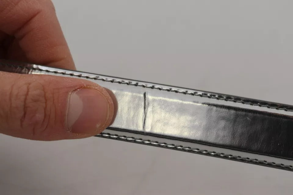 Ceinture Dolce & Gabbana en cuir argenté à boucle en métal