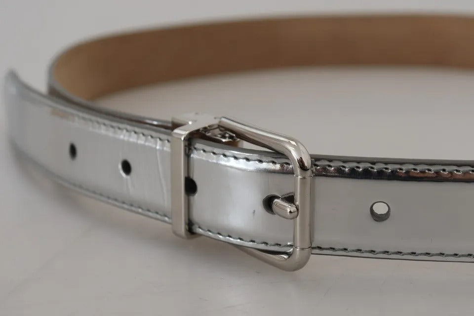 Ceinture Dolce & Gabbana en cuir argenté à boucle en métal