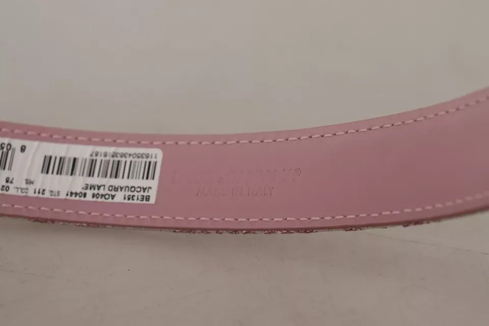 Ceinture Dolce & Gabbana rose en jacquard brodé avec boucle en métal doré