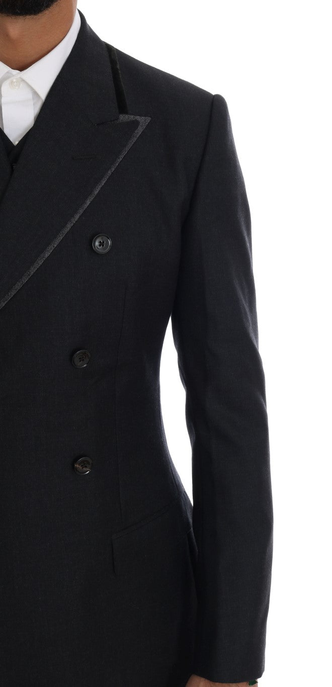 Costume trois pièces croisé en laine grise Dolce & Gabbana