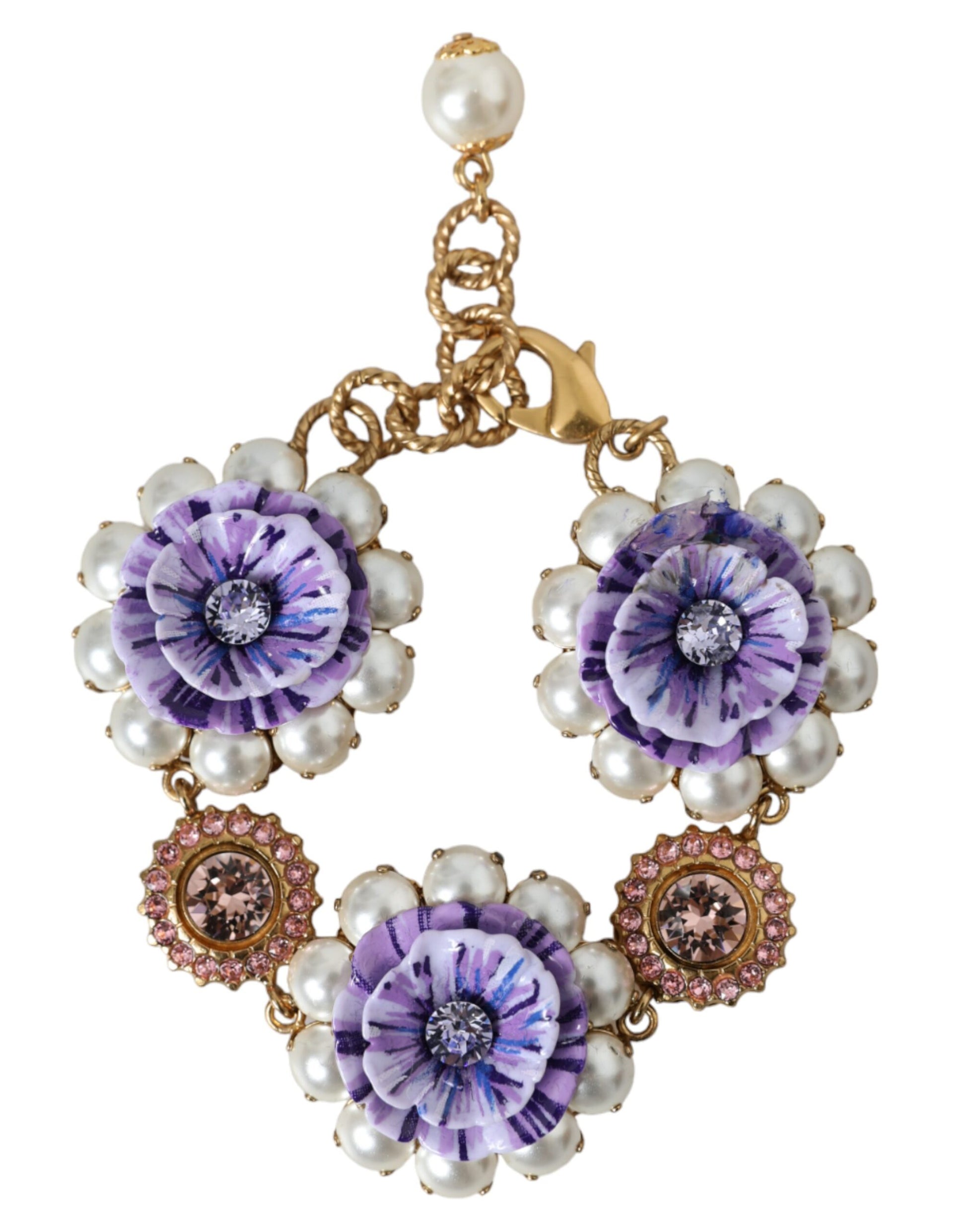 Dolce &amp; Gabbana Gold FIORI BLOOMING Armband mit floralen Barockkristallen