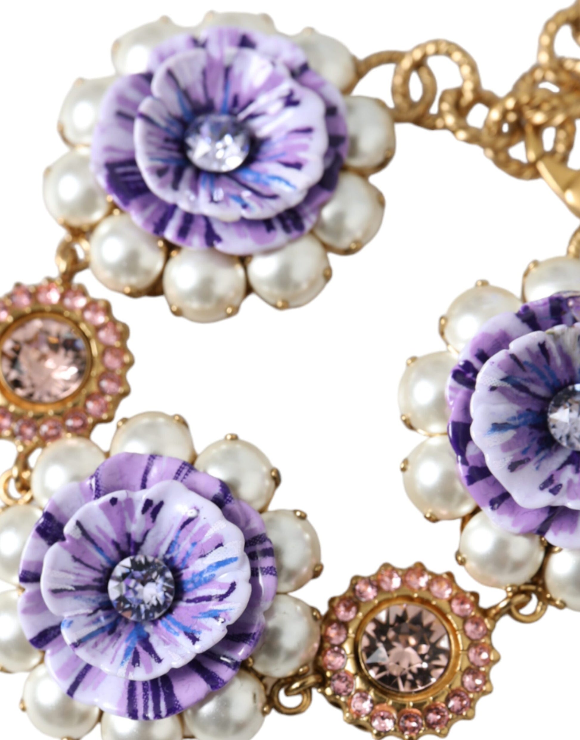 Dolce &amp; Gabbana Gold FIORI BLOOMING Armband mit floralen Barockkristallen