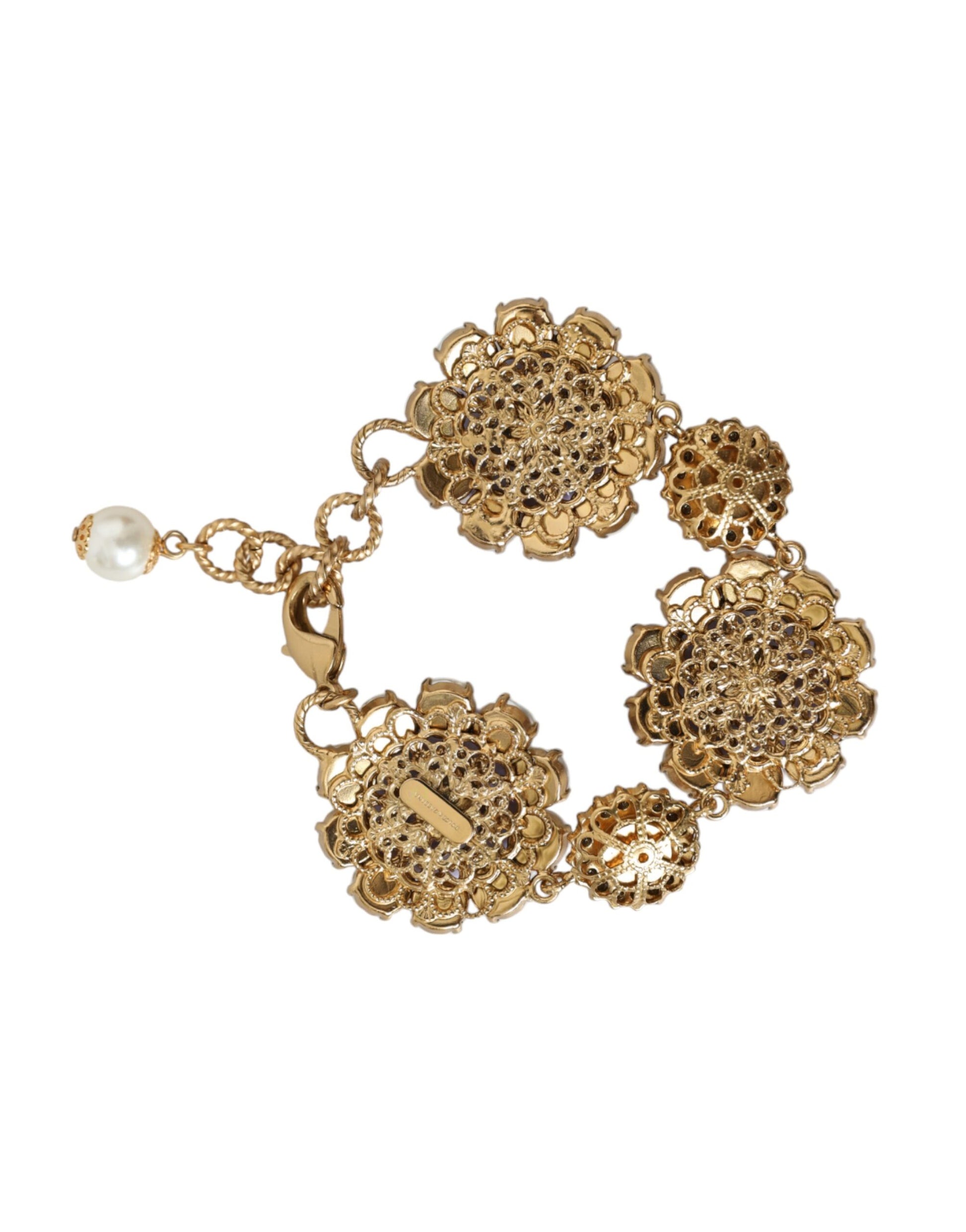 Dolce &amp; Gabbana Gold FIORI BLOOMING Armband mit floralen Barockkristallen
