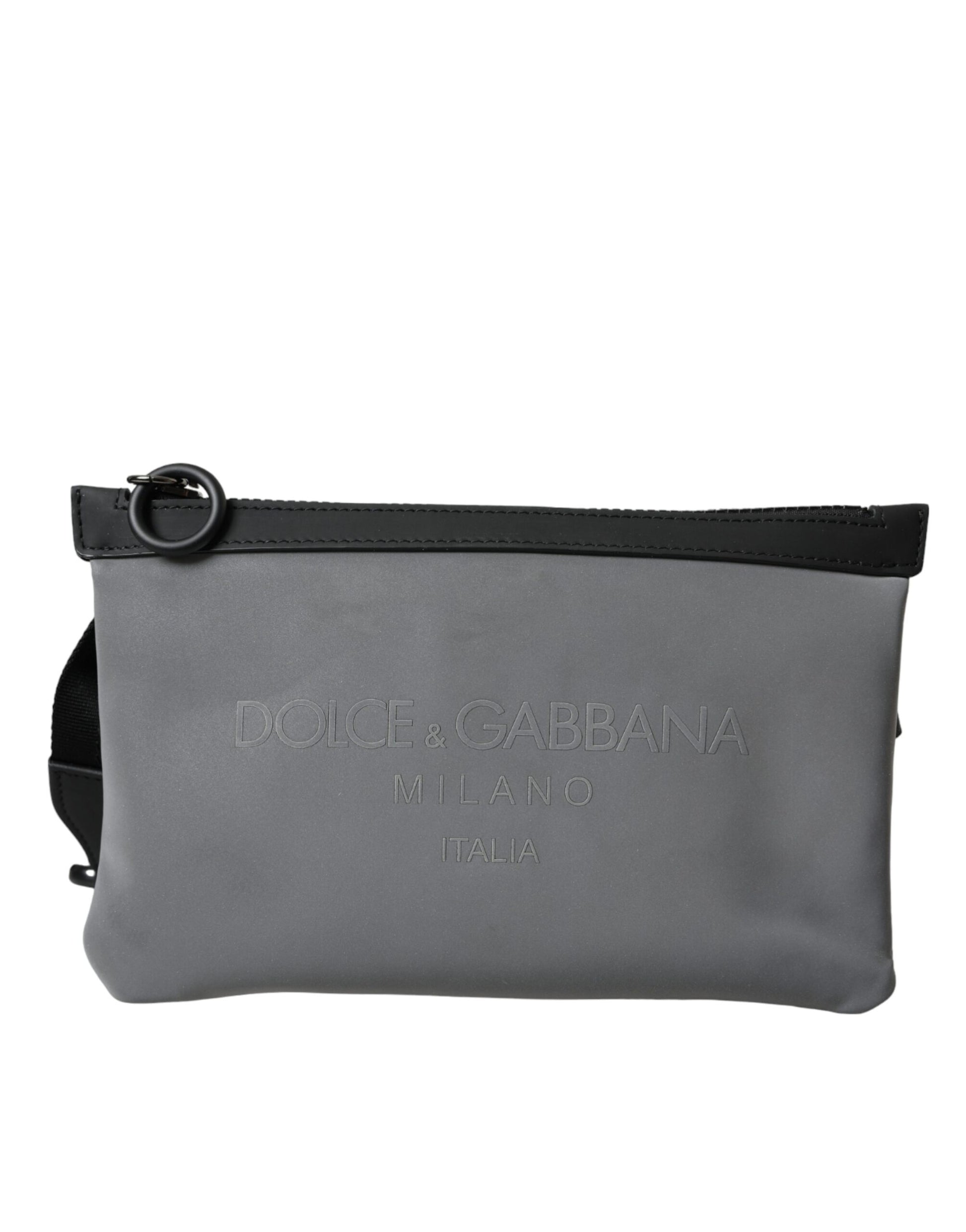 Dolce &amp; Gabbana – Gürteltasche aus Neopren mit Logo und Reißverschluss in Grau