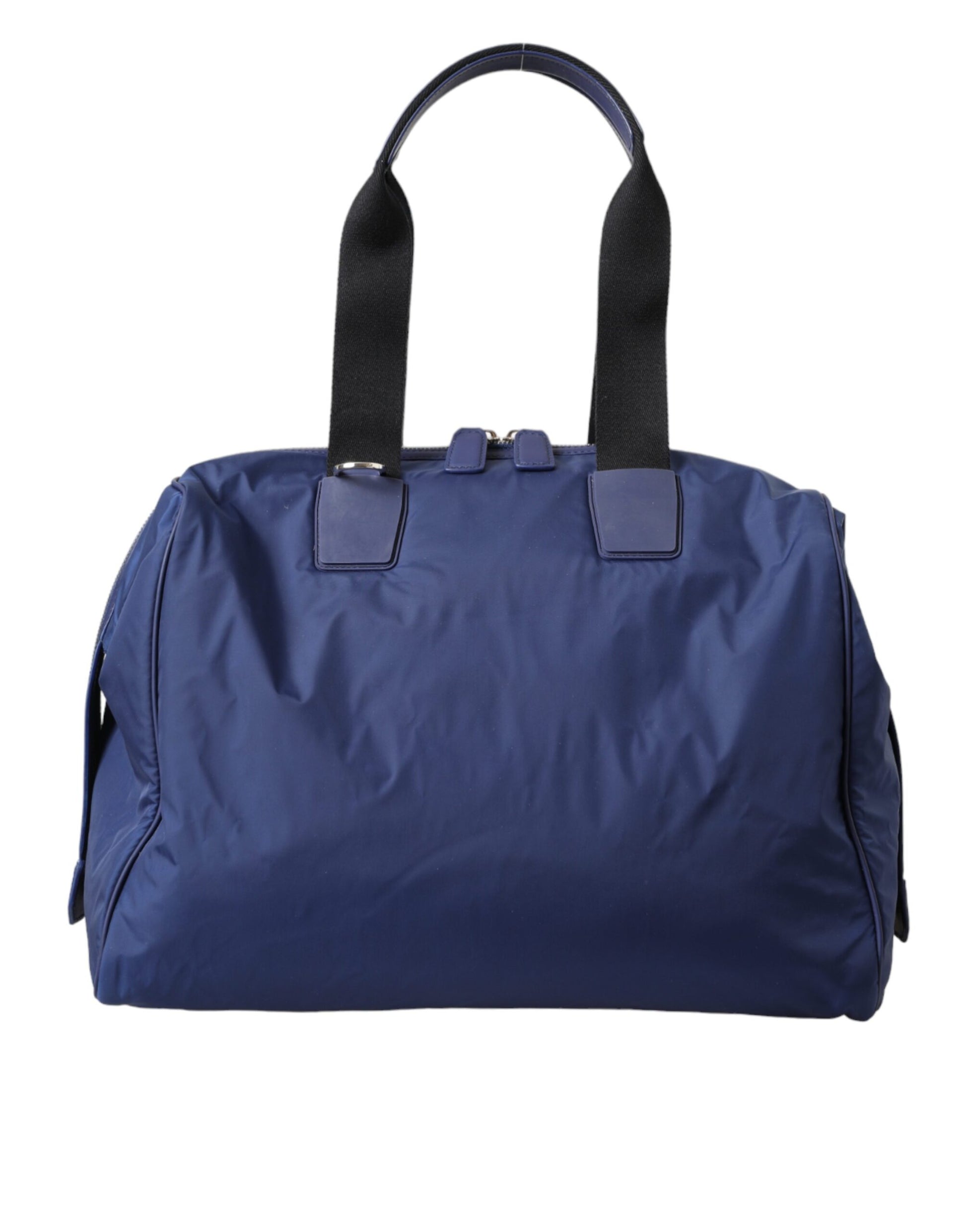 Sac polochon Dolce & Gabbana en nylon bleu et cuir de veau, porté épaule ou à la main