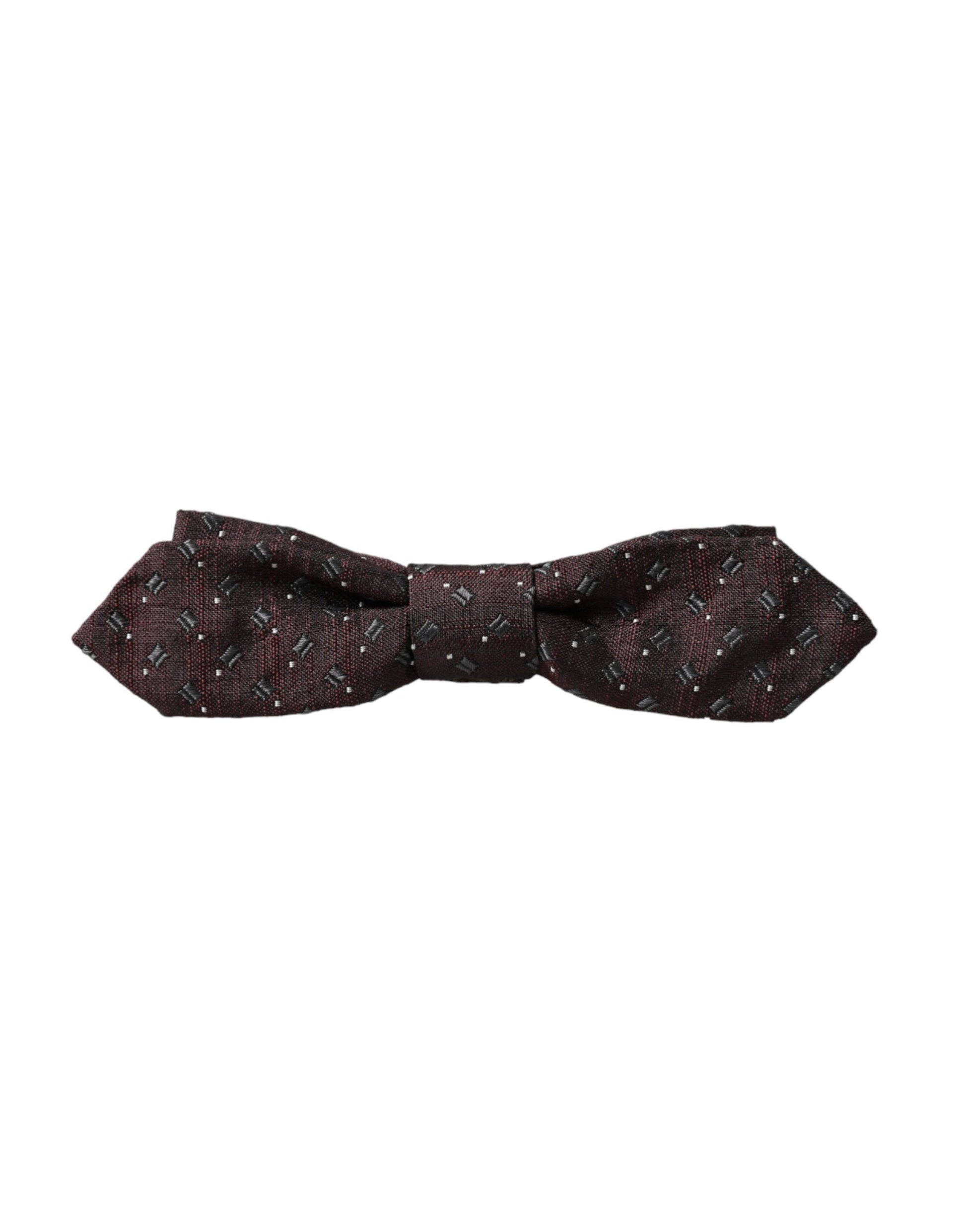 Nœud Papillon Réglable Dolce & Gabbana en Soie Rouge Bordeaux à Motifs