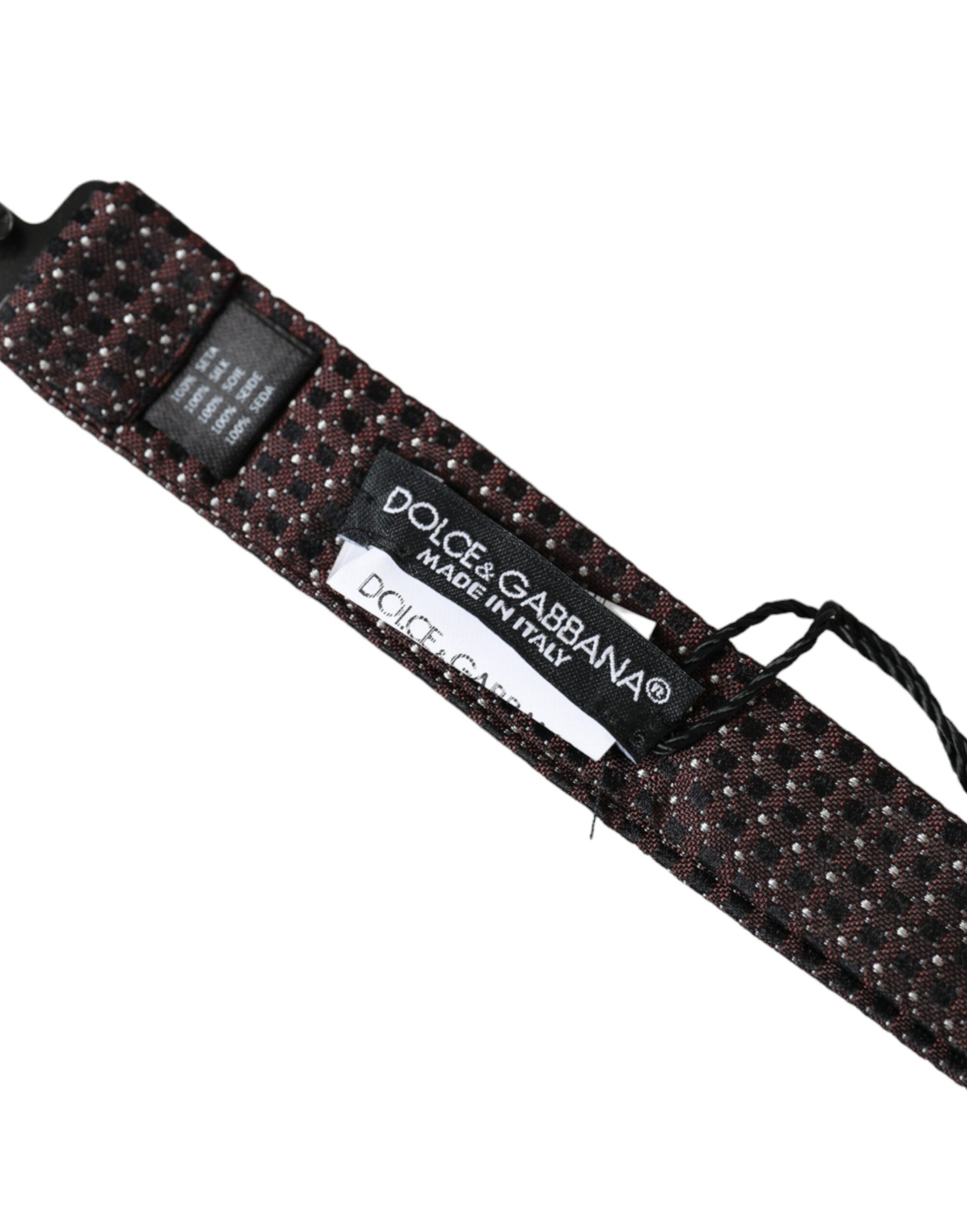 Nœud papillon pour homme Dolce & Gabbana en soie marron Fantasy à tour de cou réglable
