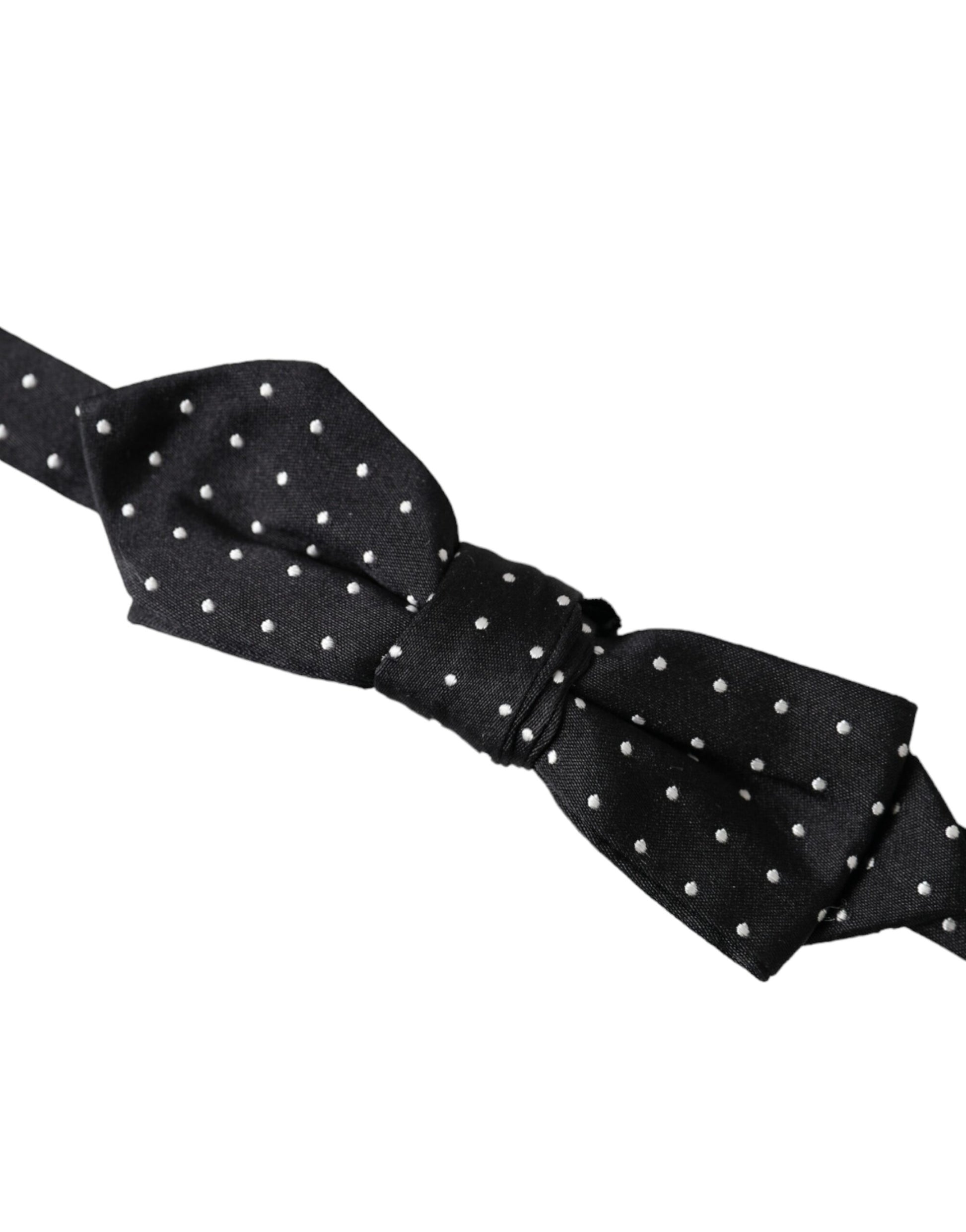 Nœud Papillon Réglable pour Homme Dolce & Gabbana en Soie Noire à Pois