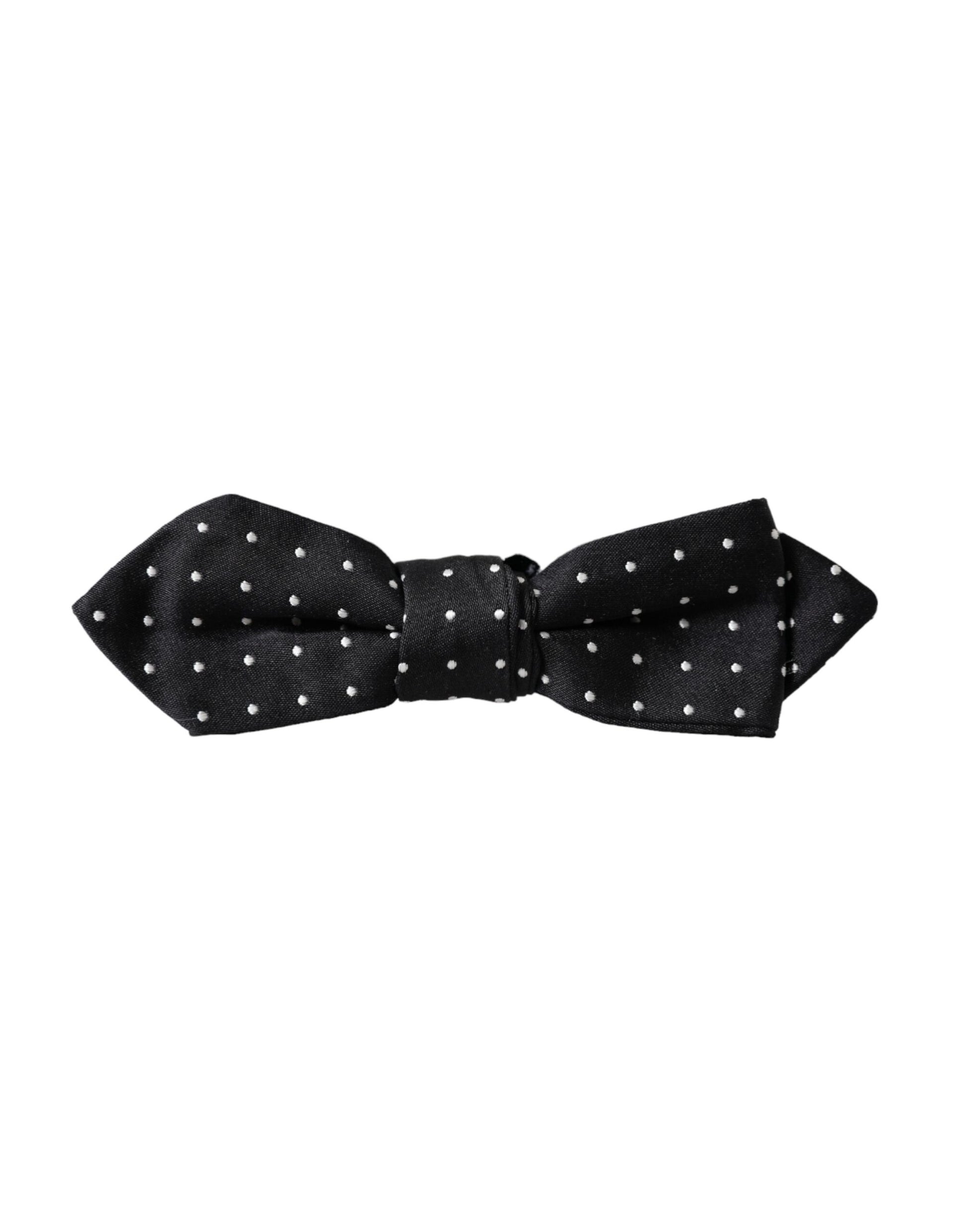 Nœud Papillon Réglable pour Homme Dolce & Gabbana en Soie Noire à Pois
