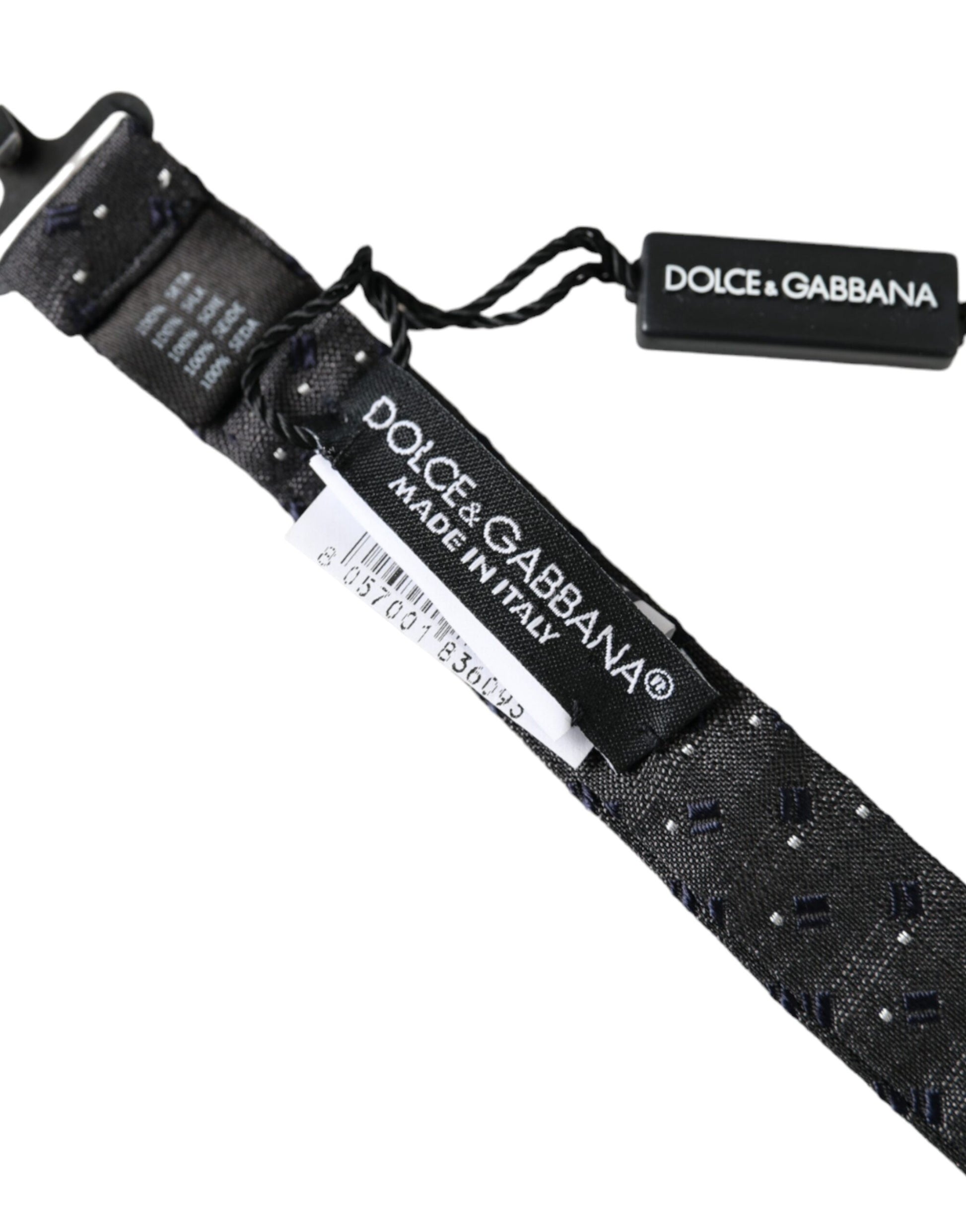 Nœud Papillon Réglable pour Homme Dolce & Gabbana en Soie Noire à Motifs