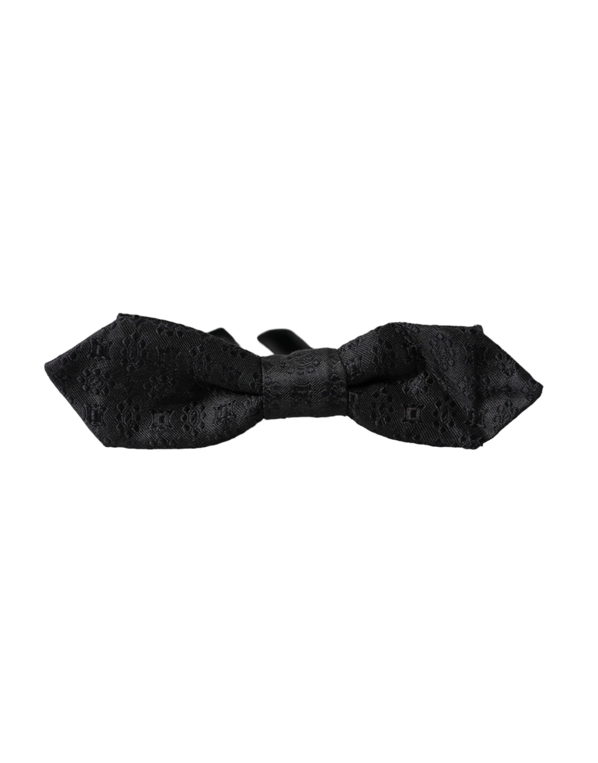 Nœud papillon pour homme Dolce & Gabbana en soie noire réglable avec motif fantaisie