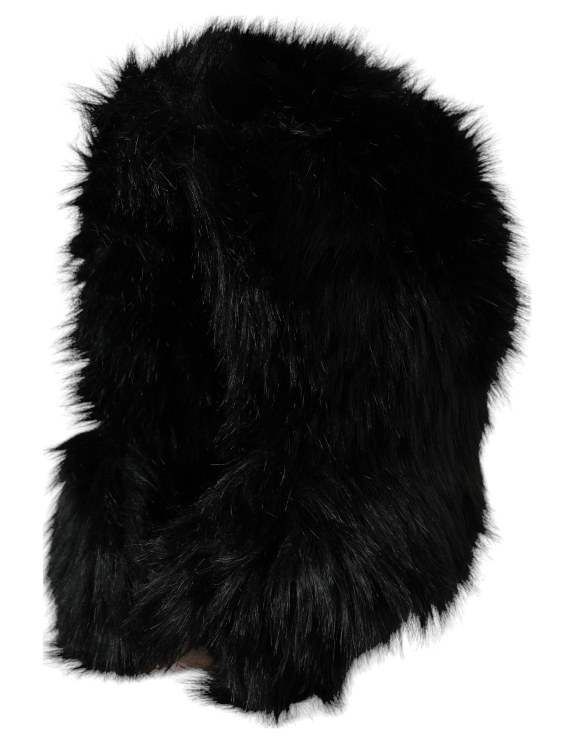 Chapeau Dolce & Gabbana en fausse fourrure noire type cagoule intégrale