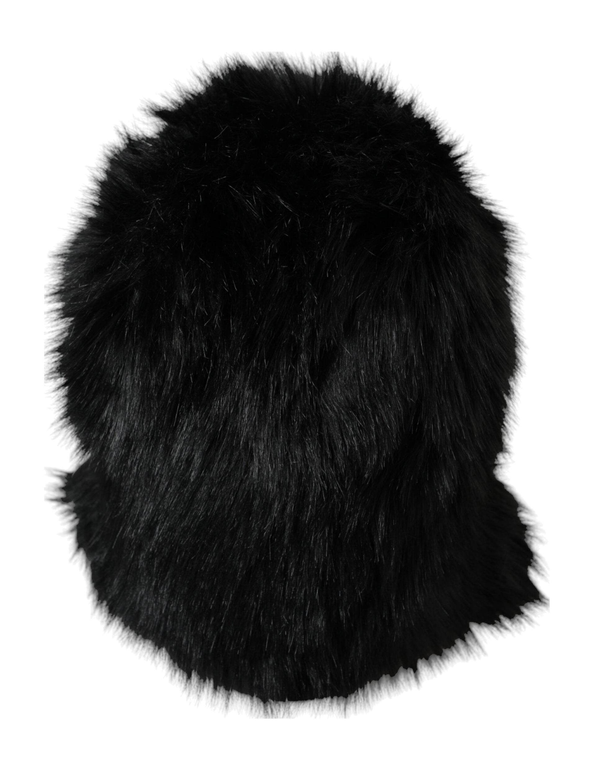 Chapeau Dolce & Gabbana en fausse fourrure noire type cagoule intégrale
