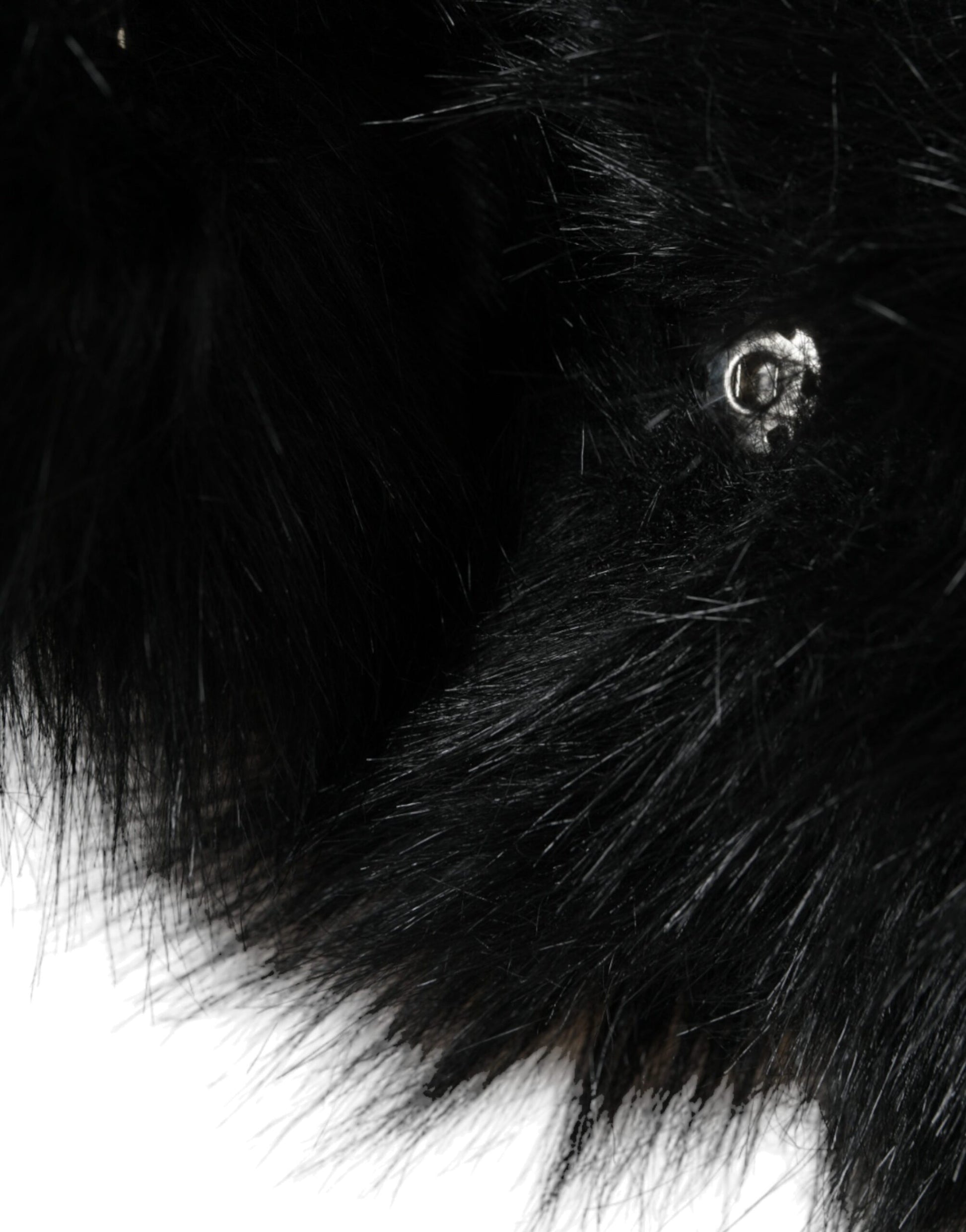 Chapeau Dolce & Gabbana en fausse fourrure noire type cagoule intégrale