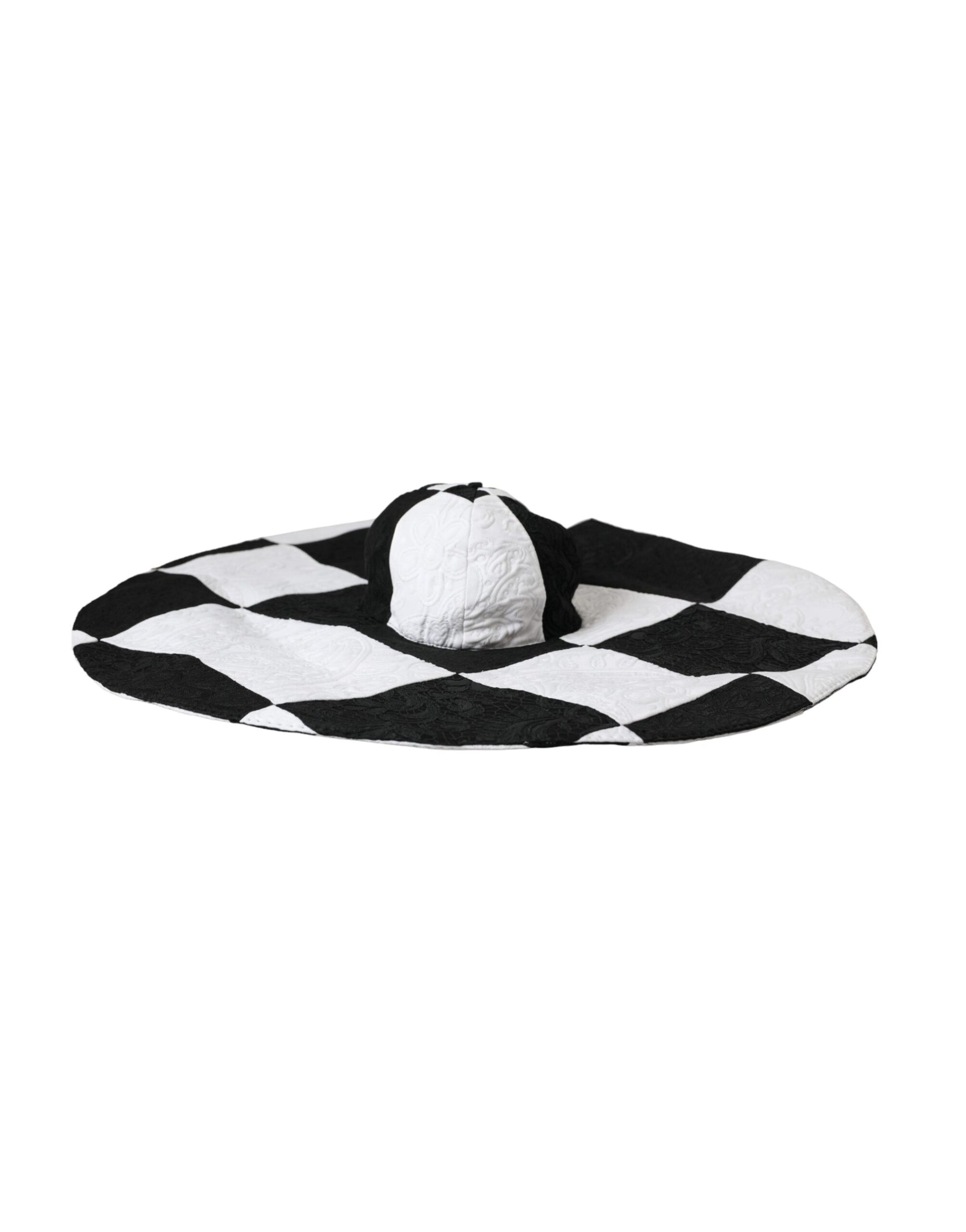Chapeau souple à large bord à carreaux noirs et blancs Dolce & Gabbana