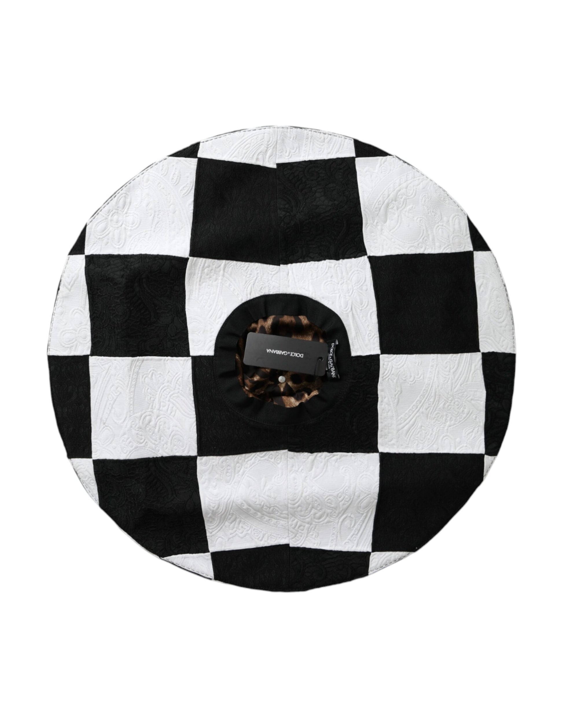 Chapeau souple à large bord à carreaux noirs et blancs Dolce & Gabbana