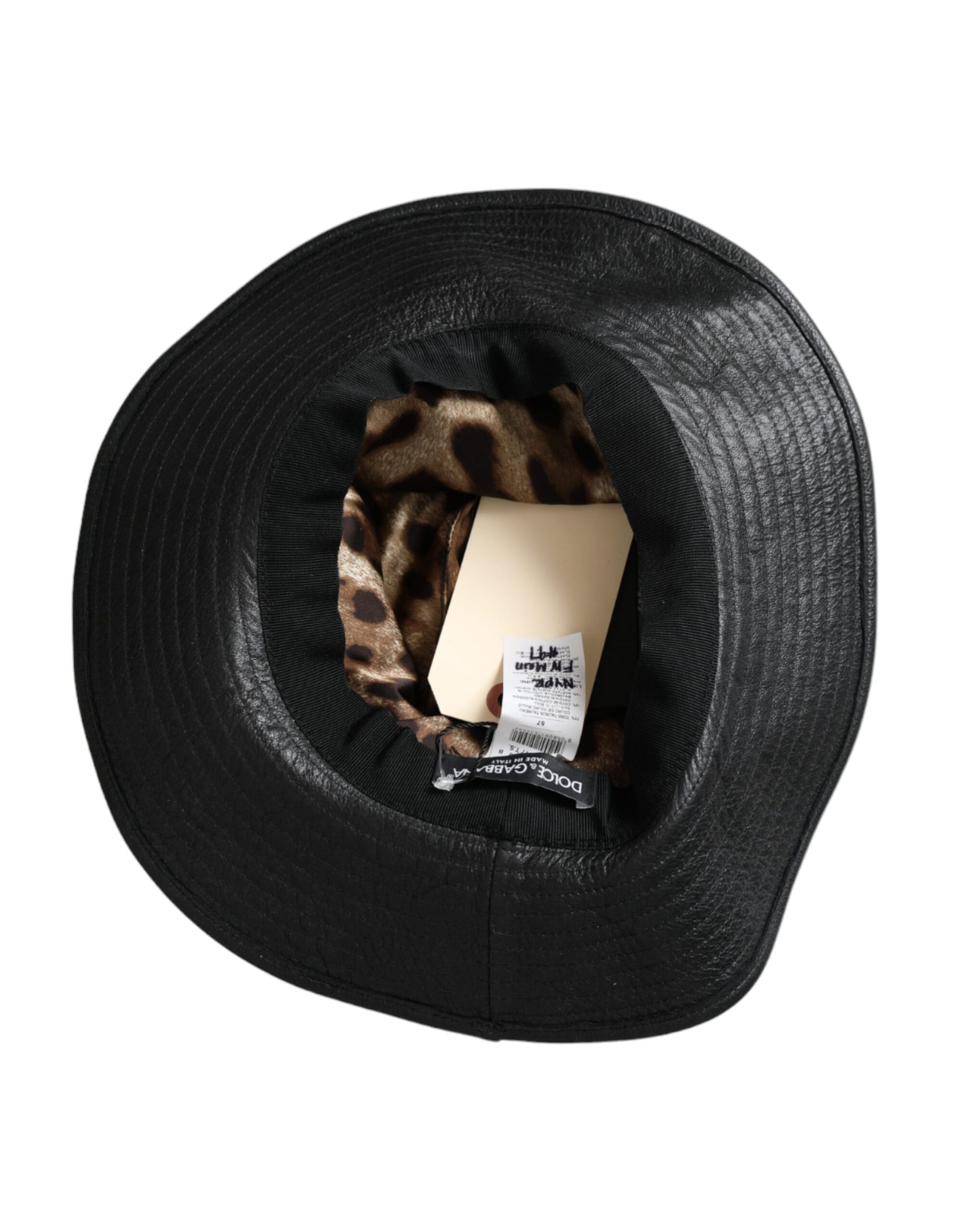 Chapeau à large bord Dolce & Gabbana en cuir noir DG orné de cristaux