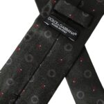 Cravate homme Dolce & Gabbana gris foncé 100 % soie fantaisie ajustable