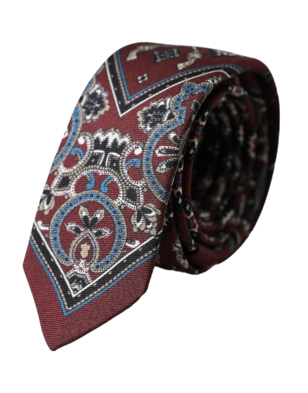 Cravate homme Dolce & Gabbana bordeaux en pure soie imprimée, réglable