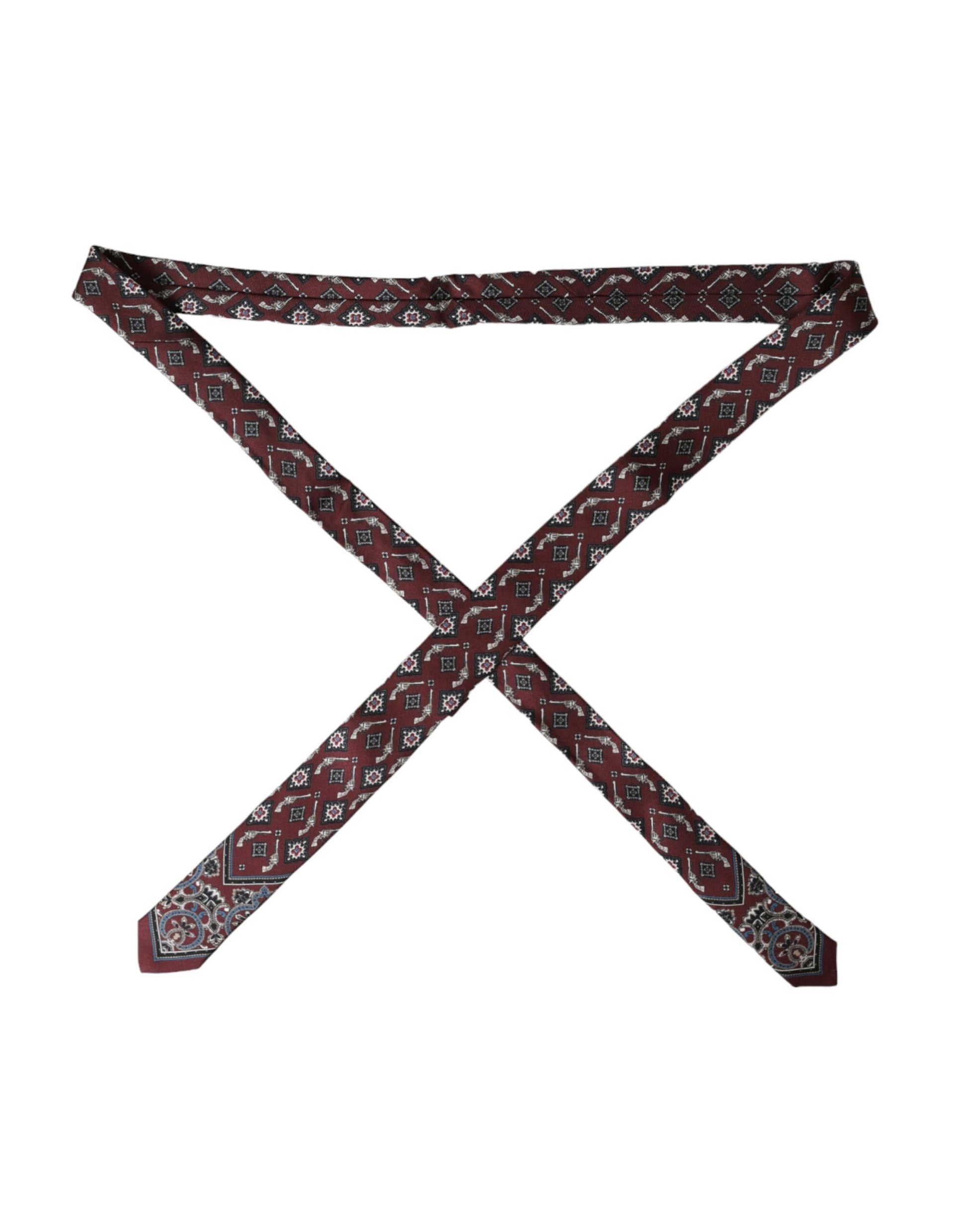 Cravate homme Dolce & Gabbana bordeaux en pure soie imprimée, réglable