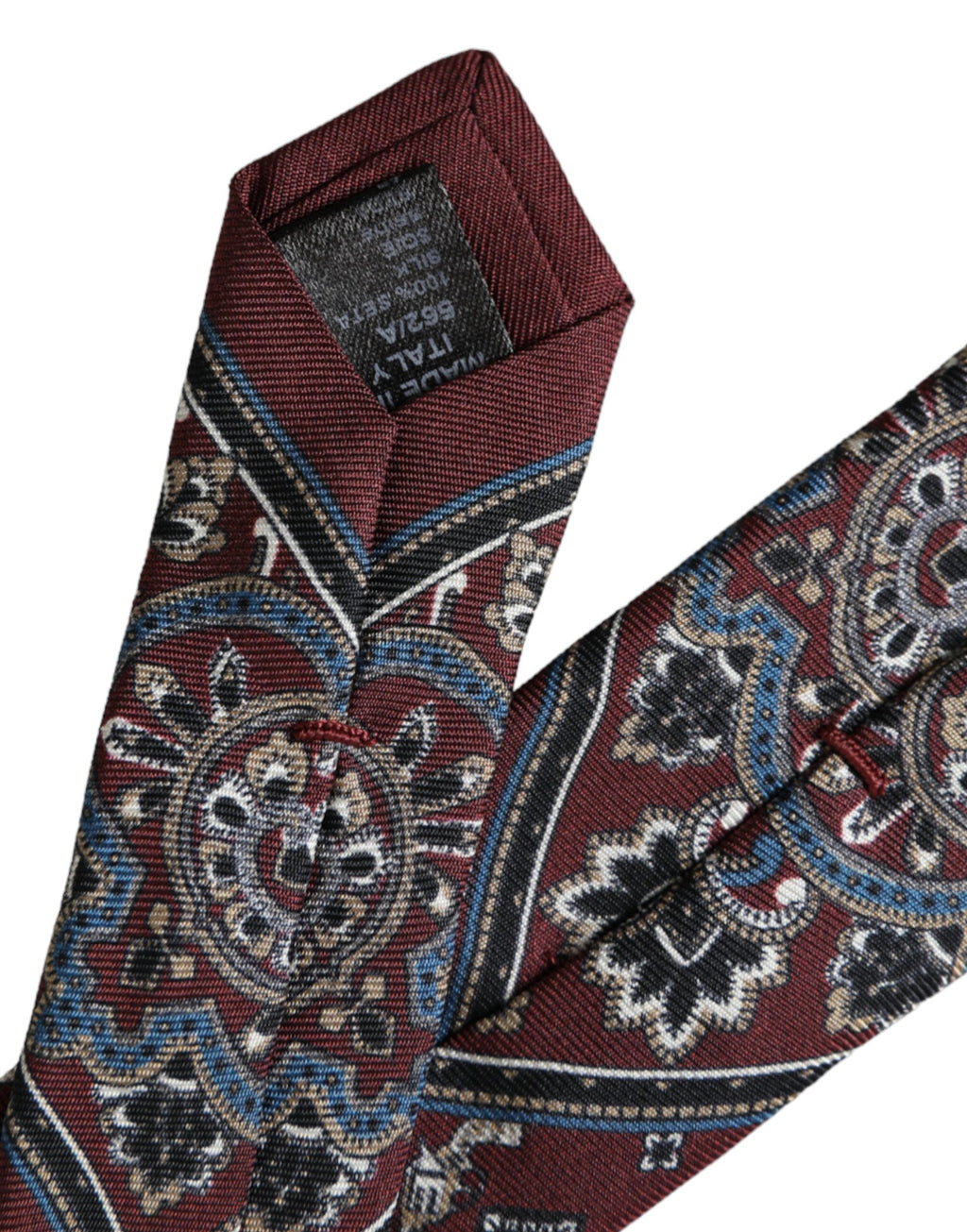 Cravate homme Dolce & Gabbana bordeaux en pure soie imprimée, réglable