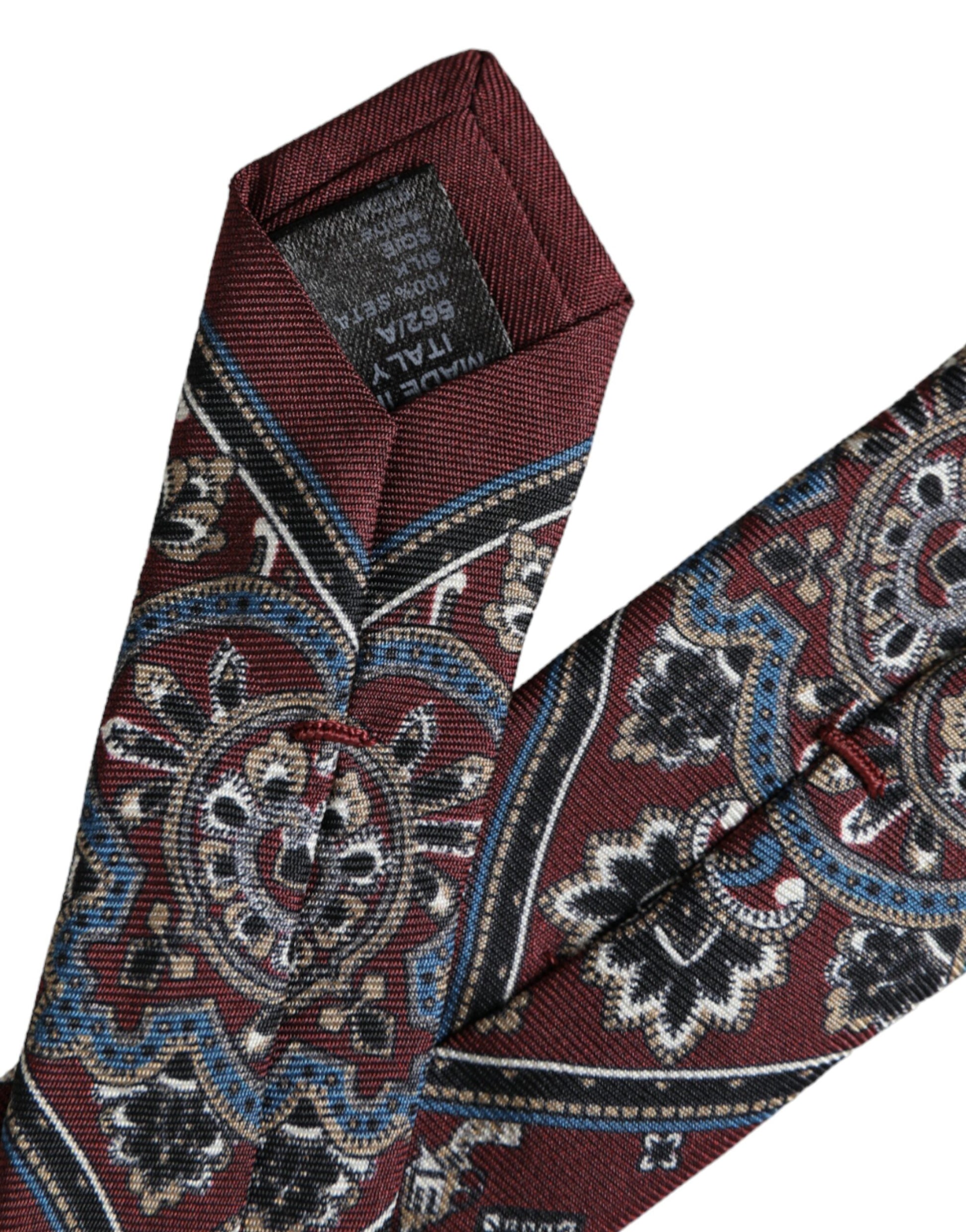 Cravate homme Dolce & Gabbana bordeaux en pure soie imprimée, réglable