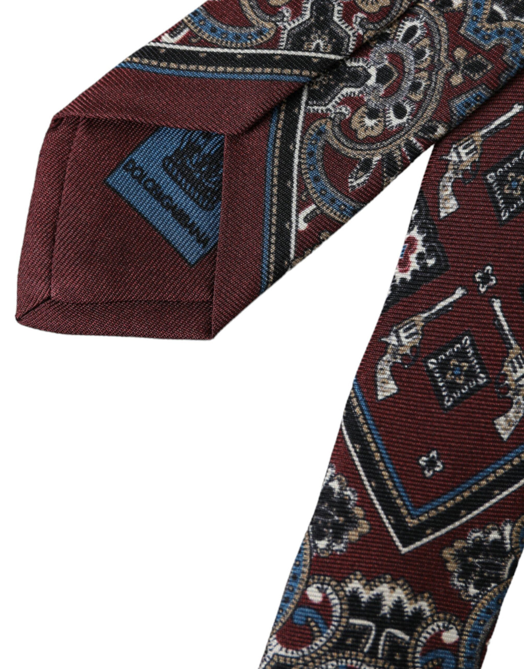 Cravate homme Dolce & Gabbana bordeaux en pure soie imprimée, réglable
