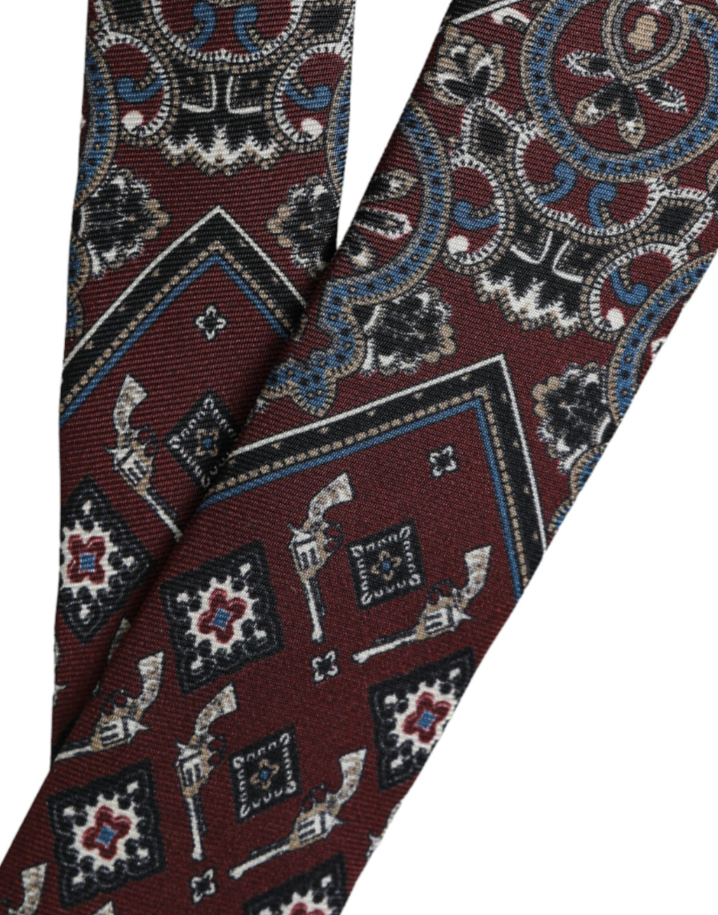 Cravate homme Dolce & Gabbana bordeaux en pure soie imprimée, réglable