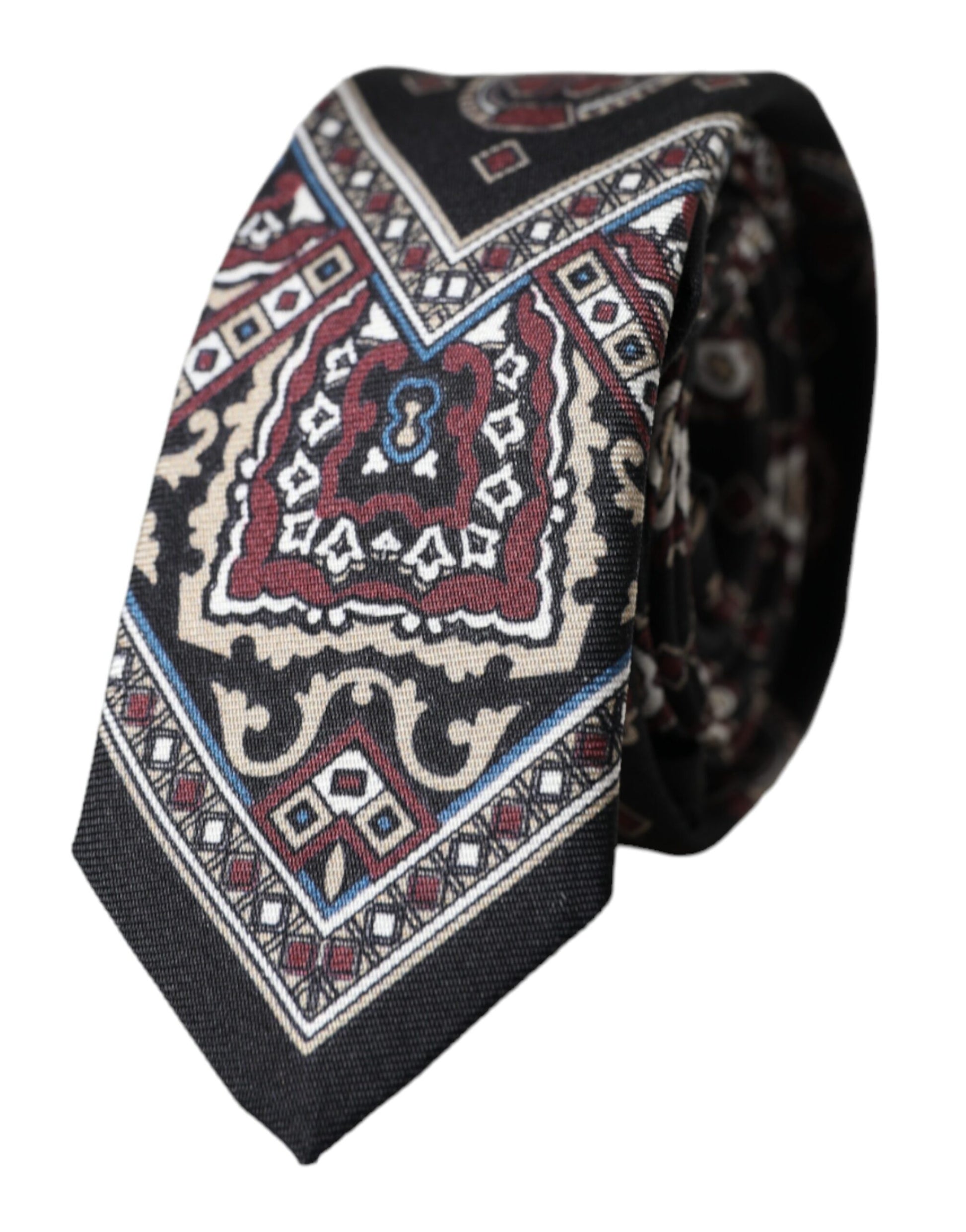 Cravate ajustable pour homme Dolce & Gabbana en soie 100 % imprimée noire