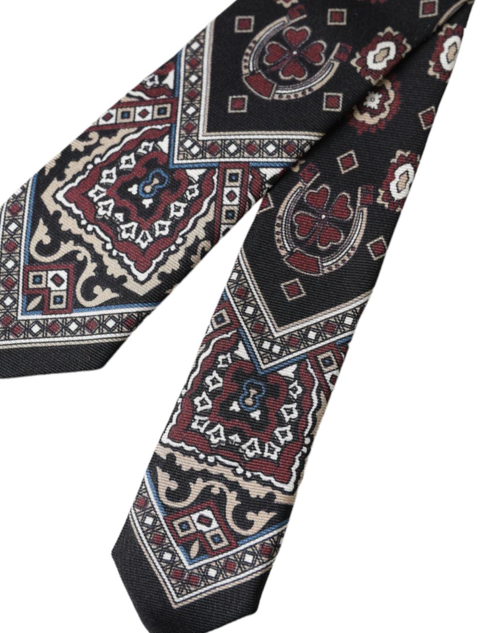 Cravate ajustable pour homme Dolce & Gabbana en soie 100 % imprimée noire