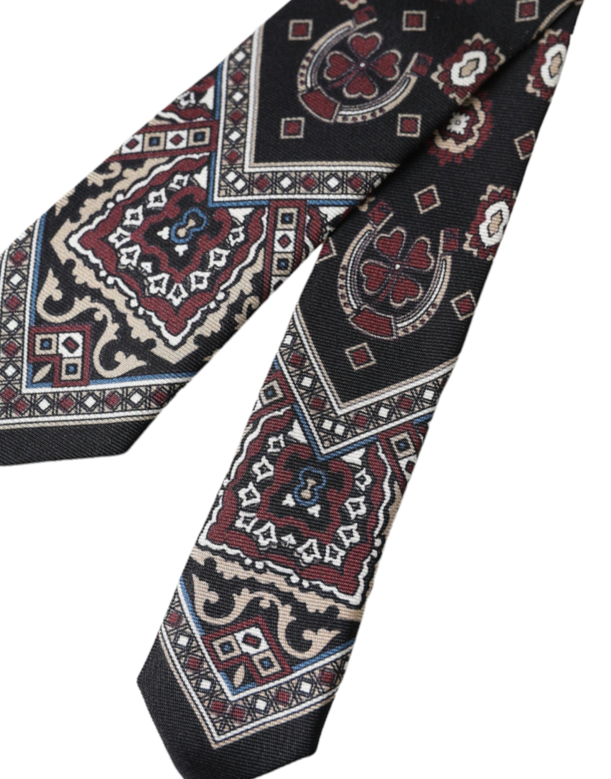 Cravate ajustable pour homme Dolce & Gabbana en soie 100 % imprimée noire