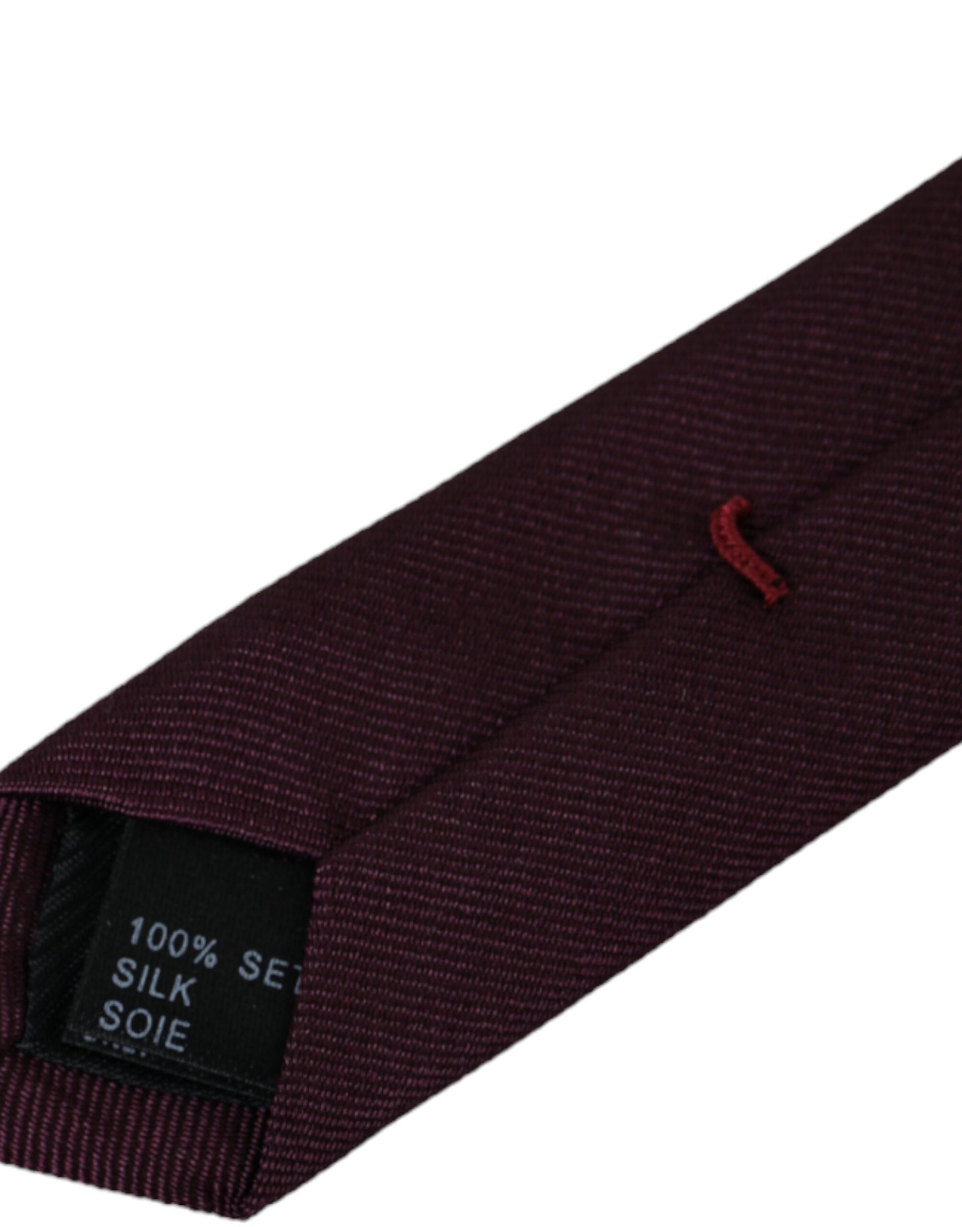 Cravate Homme Ajustable Dolce & Gabbana Bordeaux 100% Soie Unie