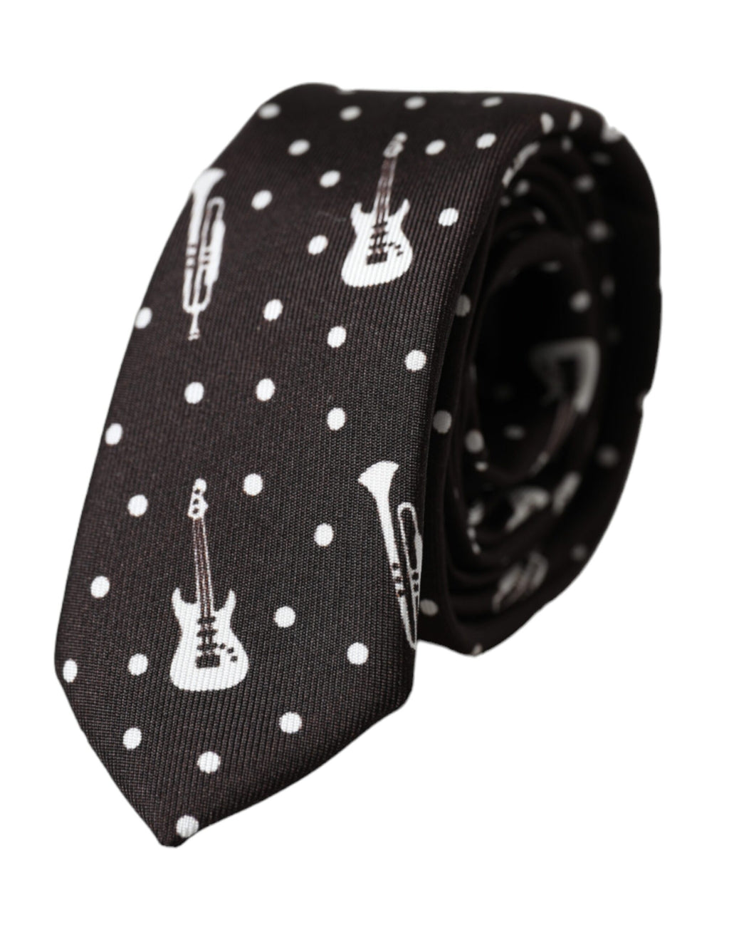 Cravate à motif guitare noire Dolce & Gabbana en soie réglable