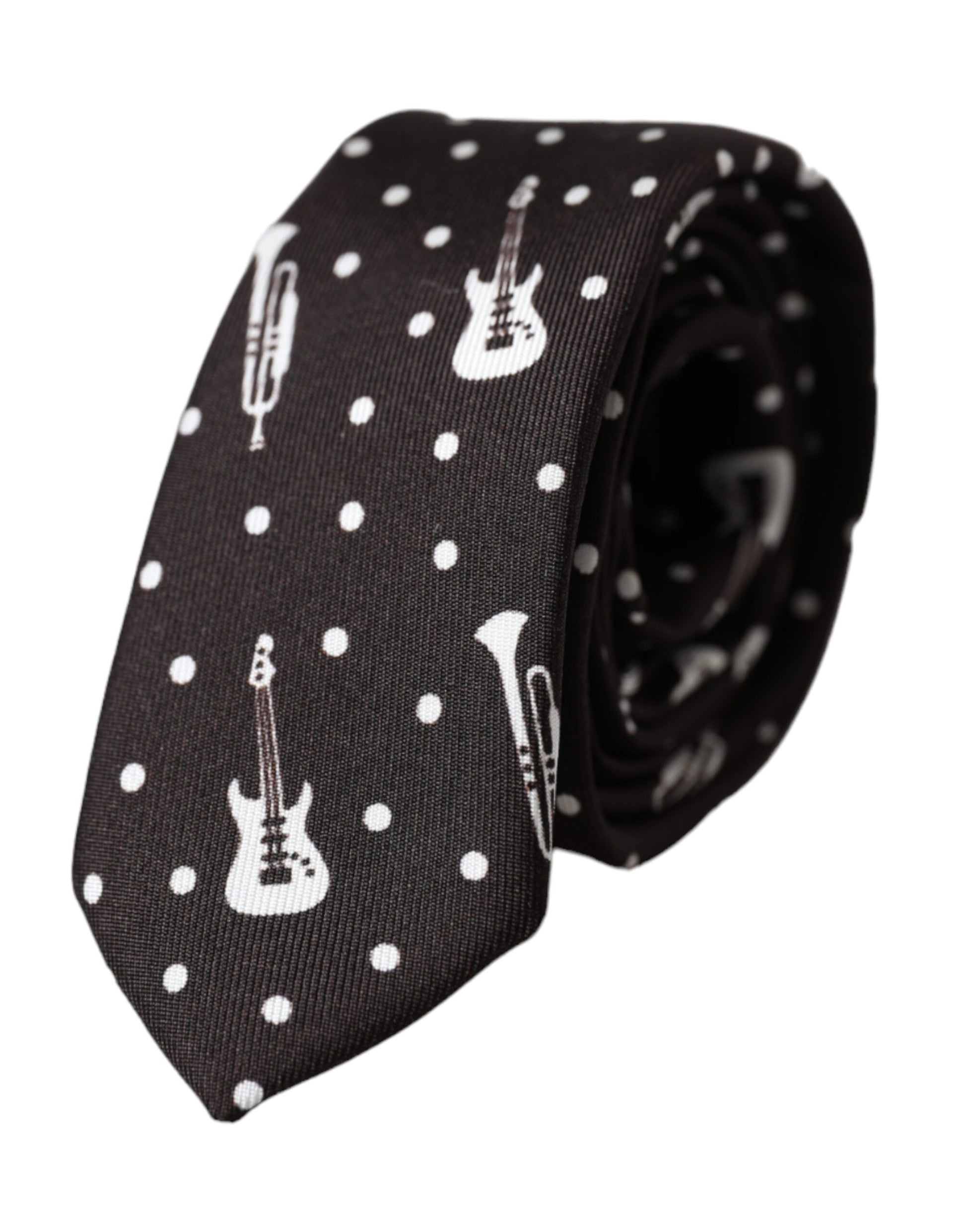 Cravate à motif guitare noire Dolce & Gabbana en soie réglable