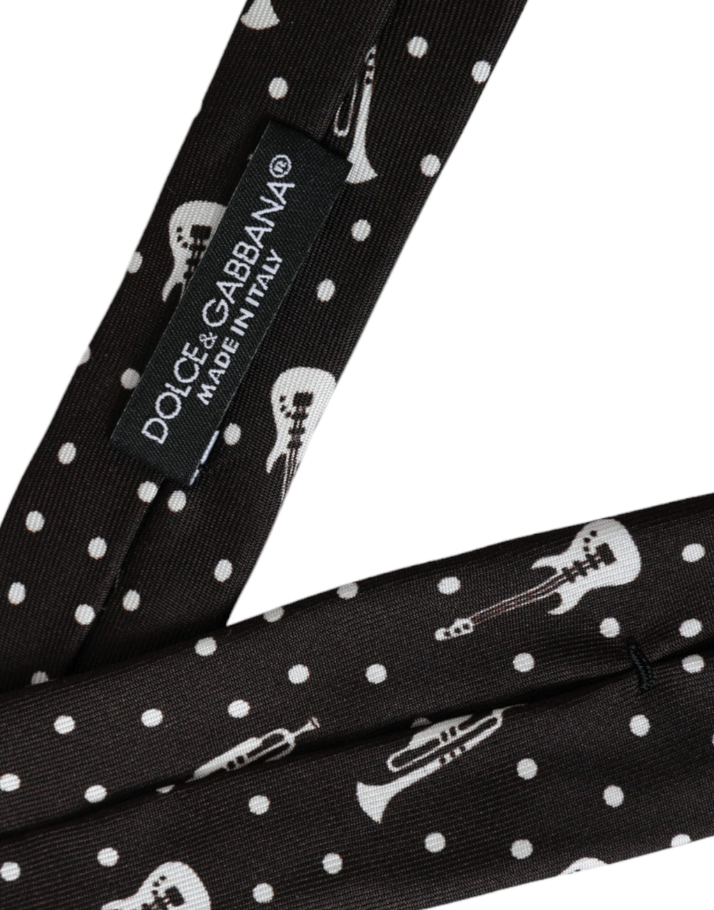 Cravate à motif guitare noire Dolce & Gabbana en soie réglable